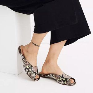 Madewell Erica Peep-Toe Mule in Snake Embossed Leather